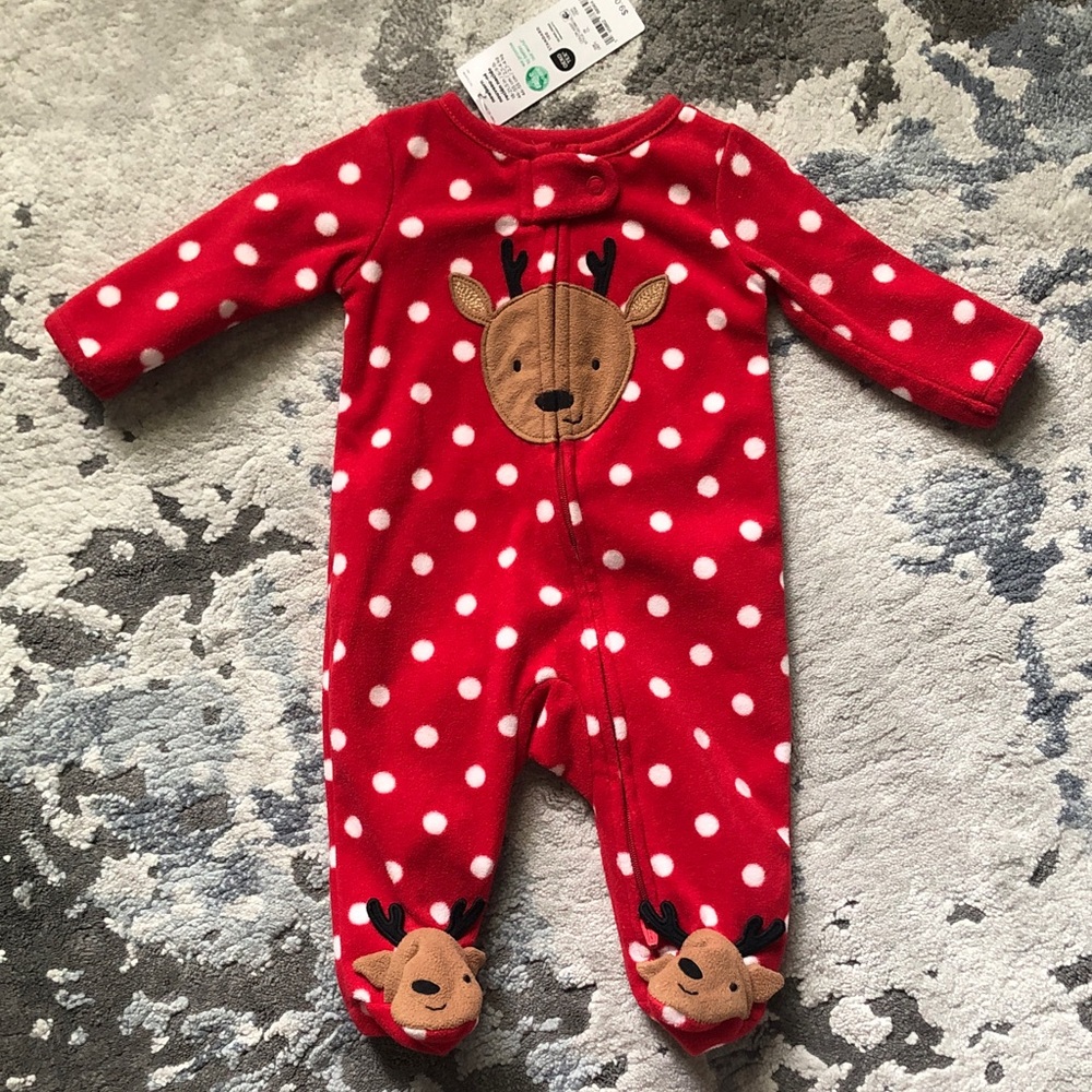 ❤️$4 NWT Just One You by Carter's Christmas Holiday Reindeer Footie